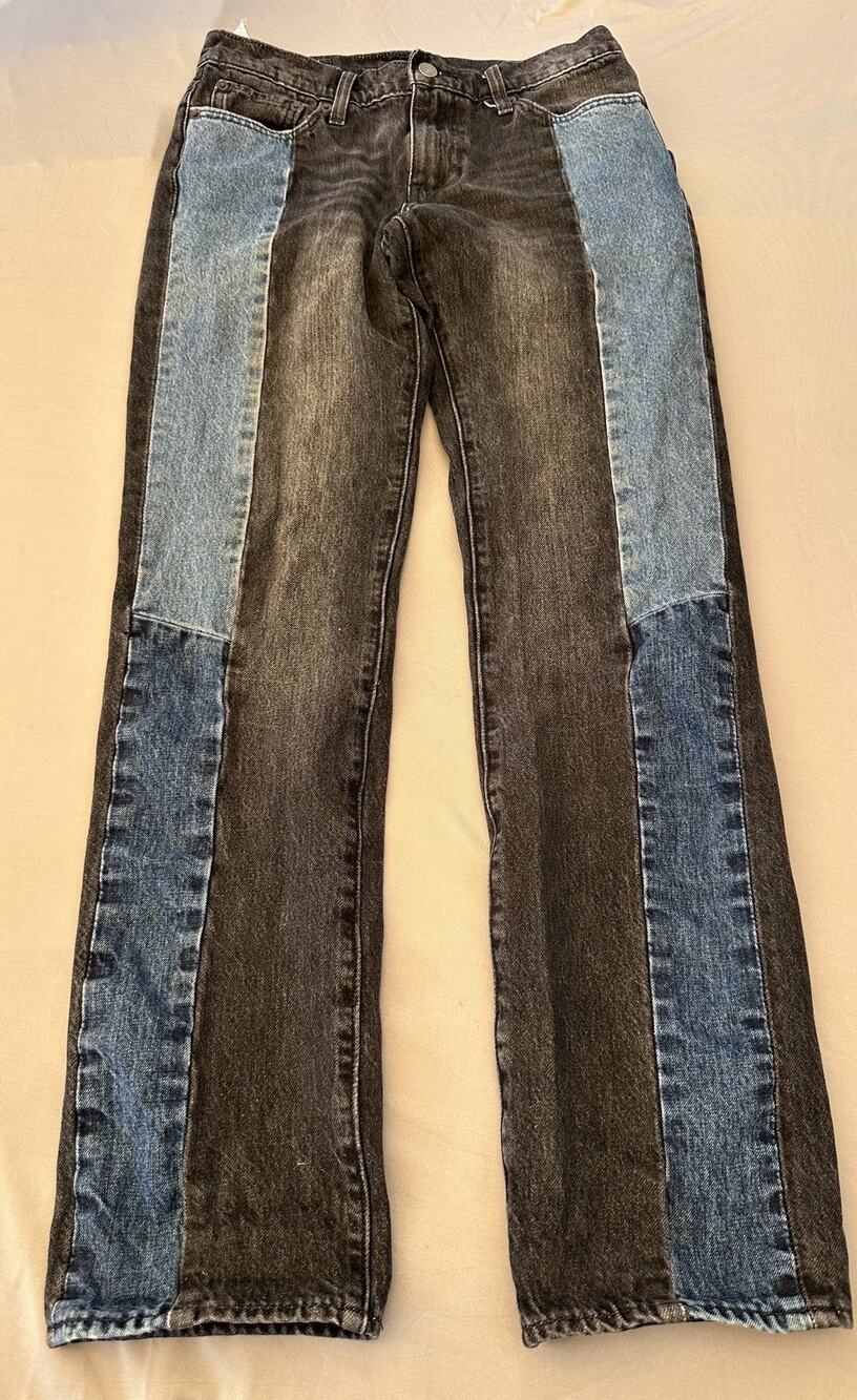 Levis 511 Jeans Mens 30x32 Fits 29L Colorblock Black Patchwork Slim Fit Big E